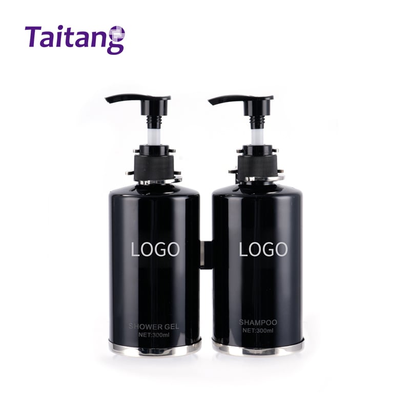 Wall Mounted Dual Soap Dispenser Holder with Refillable 300ml Bottles Stainless Steel Tamper-Proof Bathroom Hotels
