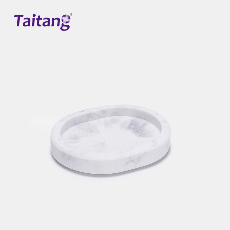 Marble Resin Hotel Guestroom Amenity Box & Tray Set White Sandstone Textured Hospitality Tray Collection