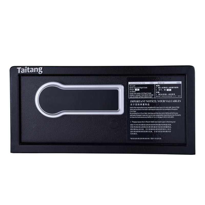 Taitang touch-screen electronic hotel room safe box with prominent bilingual guest instructions.jpg
