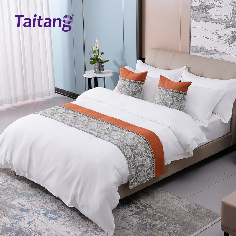 Boutique Floral Hotel Bed Runner & Decorative Pillow Set Premium Hospitality Linen Wholesale