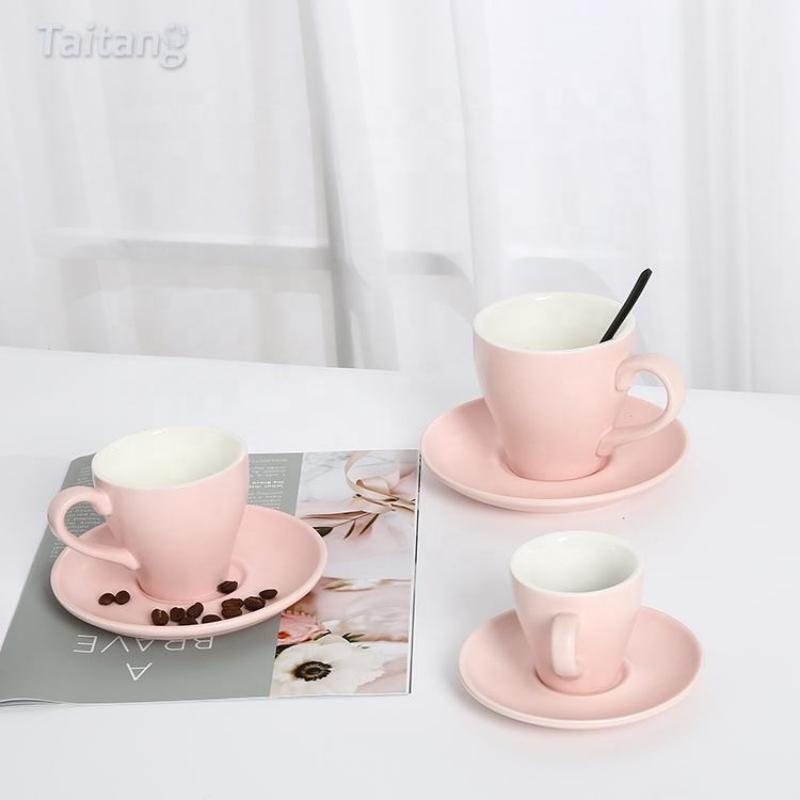 Viðskiptaþjónustu-keramík tülípuglas fyrir kaffi og undirskál, viðskiptaþjónustusetur, keramík kaffikrús fyrir kapútsínó og espresso