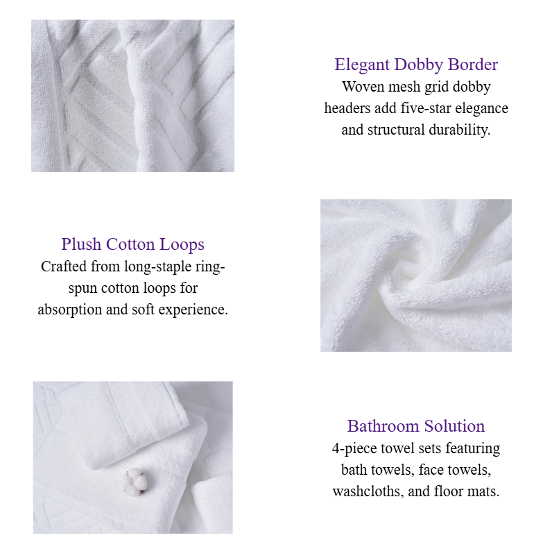 Luxury Hotel Towels Wholesale Commercial Mesh Grid Dobby Cotton Towel Collection.png