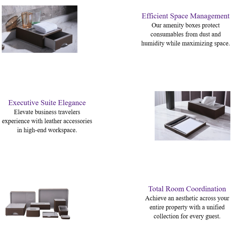 Executive Brown Leather Hotel Room Amenities Set ABS & Leather Guest Room Accessories.png