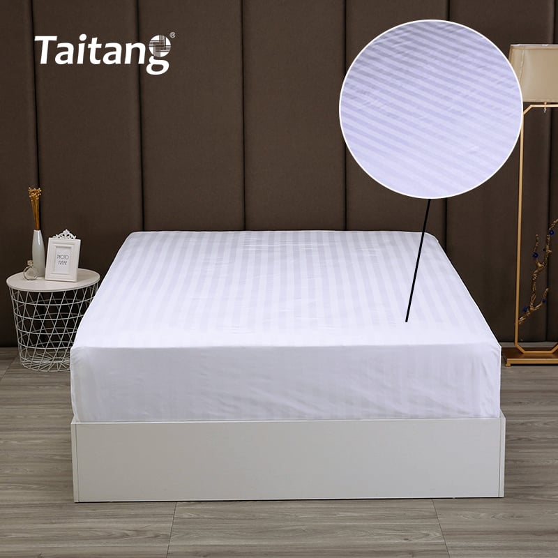 Ga giường chun cotton 3 cm họa tiết satin có sọc, ga giường cao cấp theo yêu cầu dành cho khách sạn, bán buôn