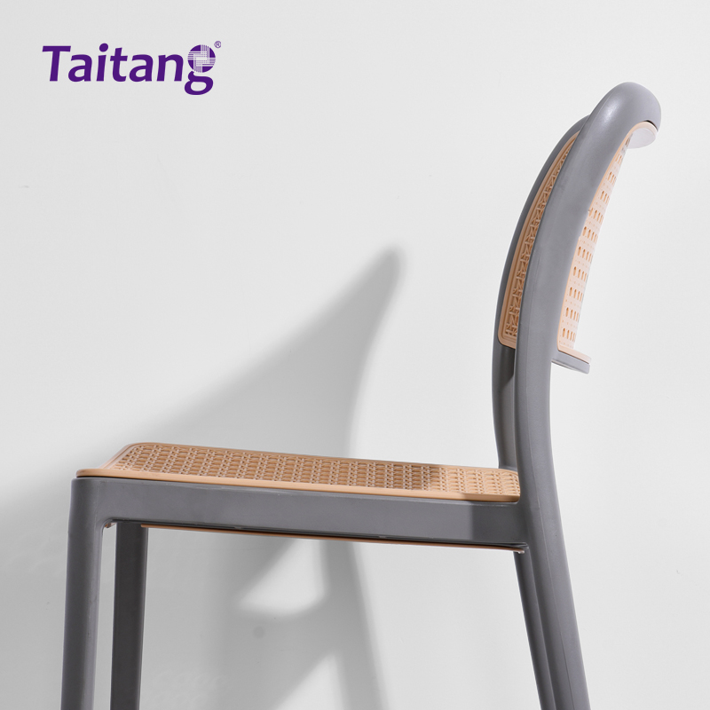 Commercial Outdoor Dining Chair Modern Faux Rattan Plastic Chair for Hotel Patios & Restaurants