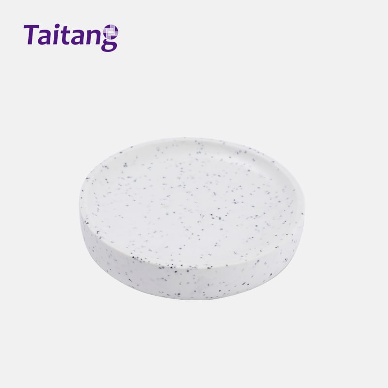 White Resin Bathroom & Guestroom Accessory Set Luxury Speckled Stone Amenity Tray for Hospitality