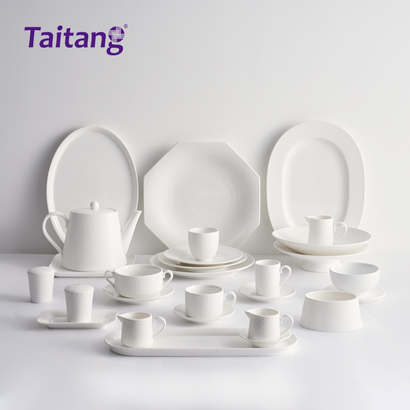 Lattice Porcelain Dinnerware Collection Elegant White Ceramic Tableware for Luxury Hotels & Restaurants