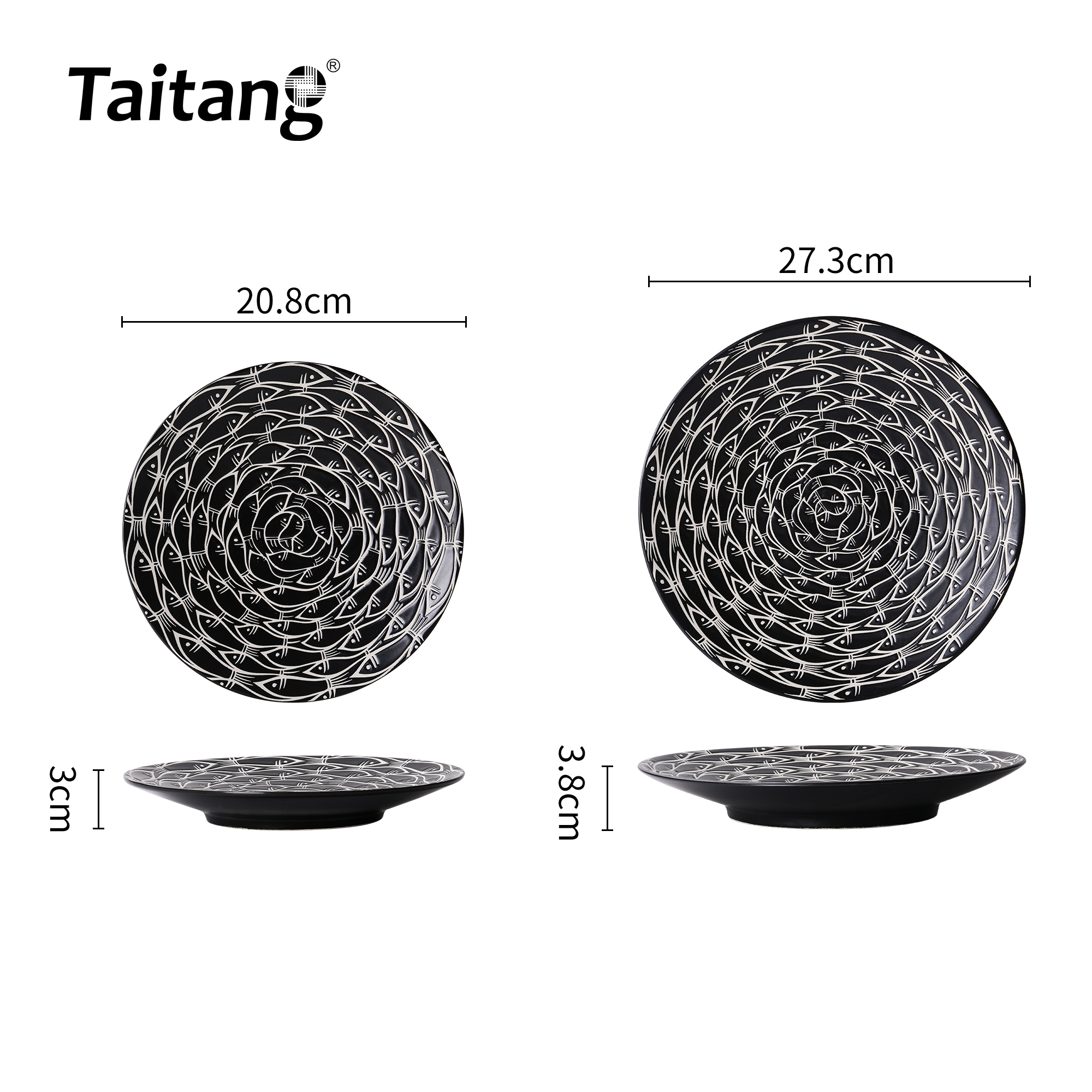 Fish Pattern Porcelain Dinnerware Collections Footed Ceramic Dinnerware Set for Luxury Restaurant Chinaware
