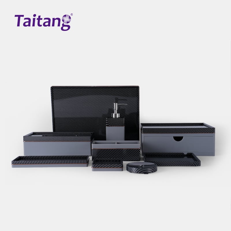 Modern Black Acrylic Hotel Room Amenities Set Luxury 5-Star Guest Room Accessories