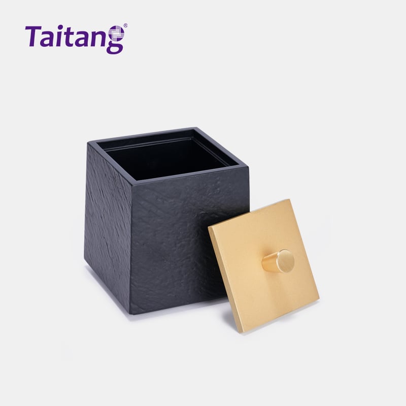 Luxury Resin Hotel Room Accessories Set Matte Black Stone & Gold Hospitality Tray Collection for Executive Suites