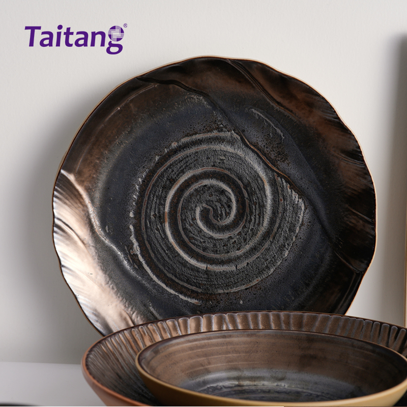 Modern Dinnerware Sets Spiral Porcelain Dinnerware Collections Chip-Resistant Restaurant Chinaware