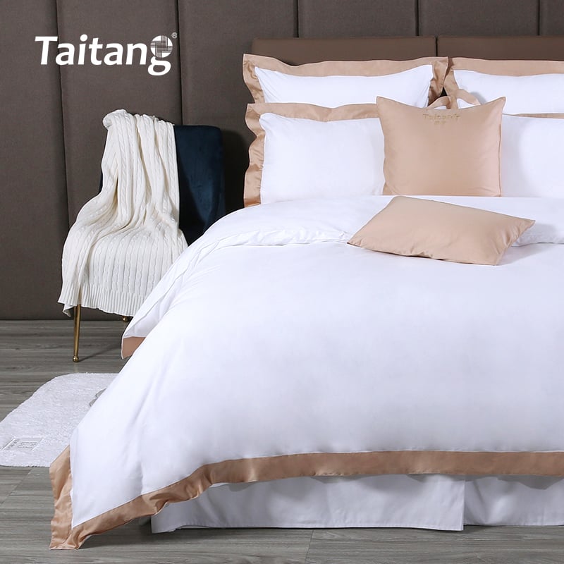 Luxury Hotel Bedding 300TC Cotton Sateen Hotel Style Bedding with French Flange Hotel Bed Sheets & Duvet Cover