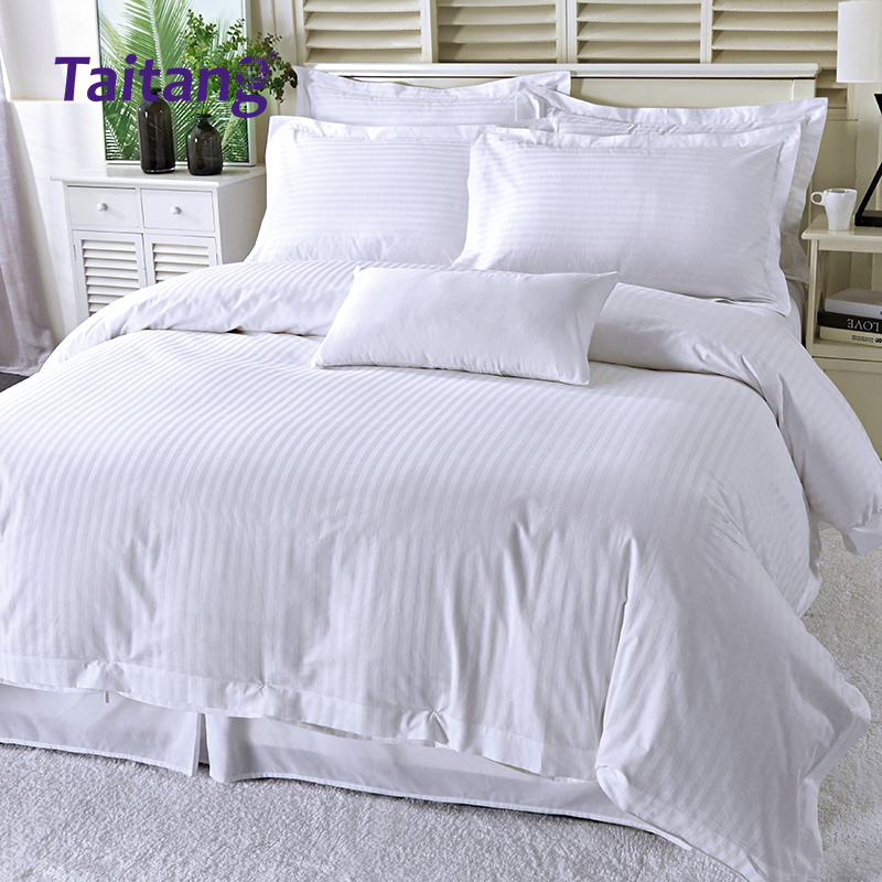 Luxury Hotel Bedding Sets 300T 100% Cotton 1cm Stripe Jacquard Hotel Suite Bedding wholesale