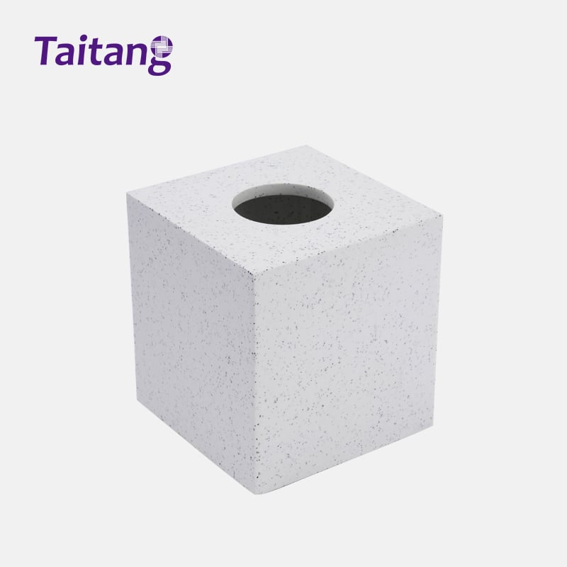 White Resin Bathroom & Guestroom Accessory Set Luxury Speckled Stone Amenity Tray for Hospitality