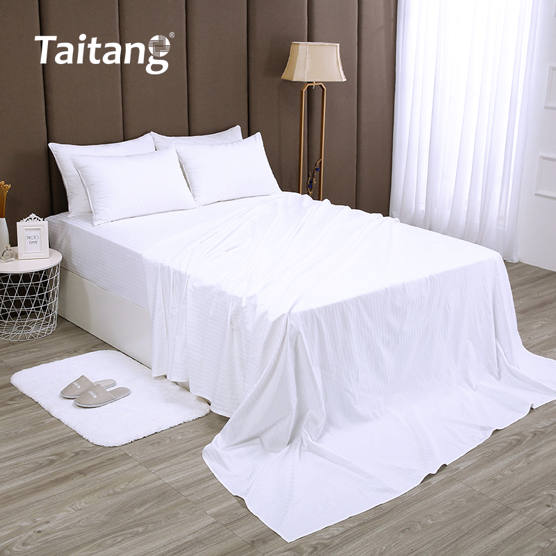 Cotton Satin 1cm Stripe Flat Sheet Luxury Hotel Bed Linen & Suite Bedding Wholesale