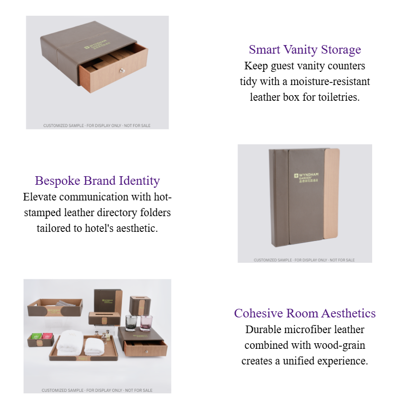Leather & Wood-Grain PU Hotel Room Bathroom Accessories Set Custom Hospitality Room Supplies.png