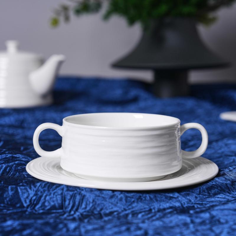 Commercial High-Fired Porcelain Dinnerware Set for Luxury Hotels & Restaurants