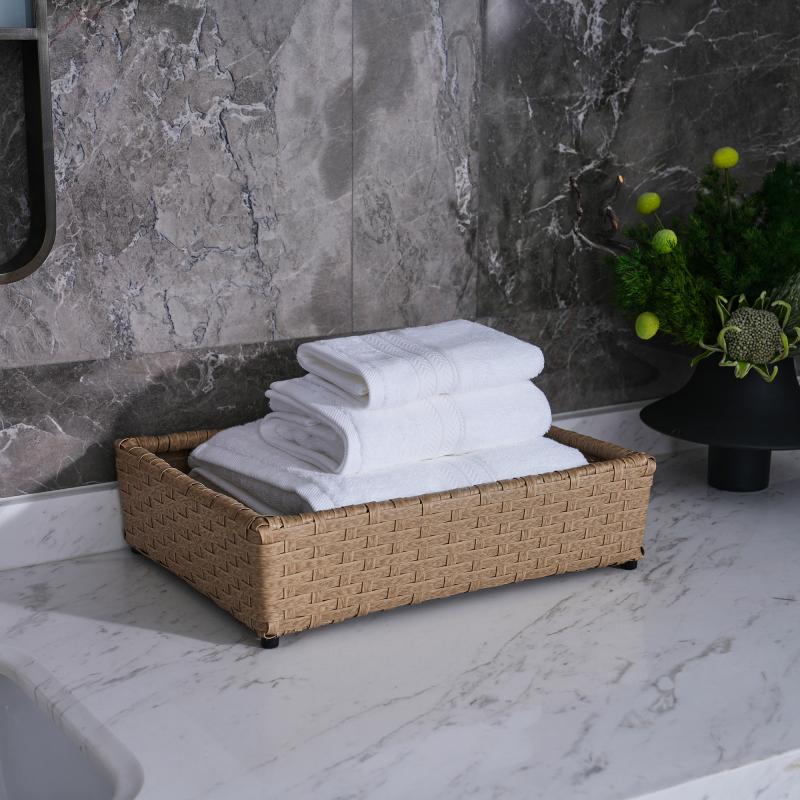 Cotton Hotel Bath Towel Sets 16S Heavyweight Thick Hotel Towels with Double Chevron Satin Border