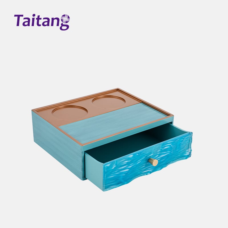 Luxury Ocean Wave Resin Hotel Amenities Set Blue & Gold Hospitality Tray Amenity Box for 5-Star Resorts