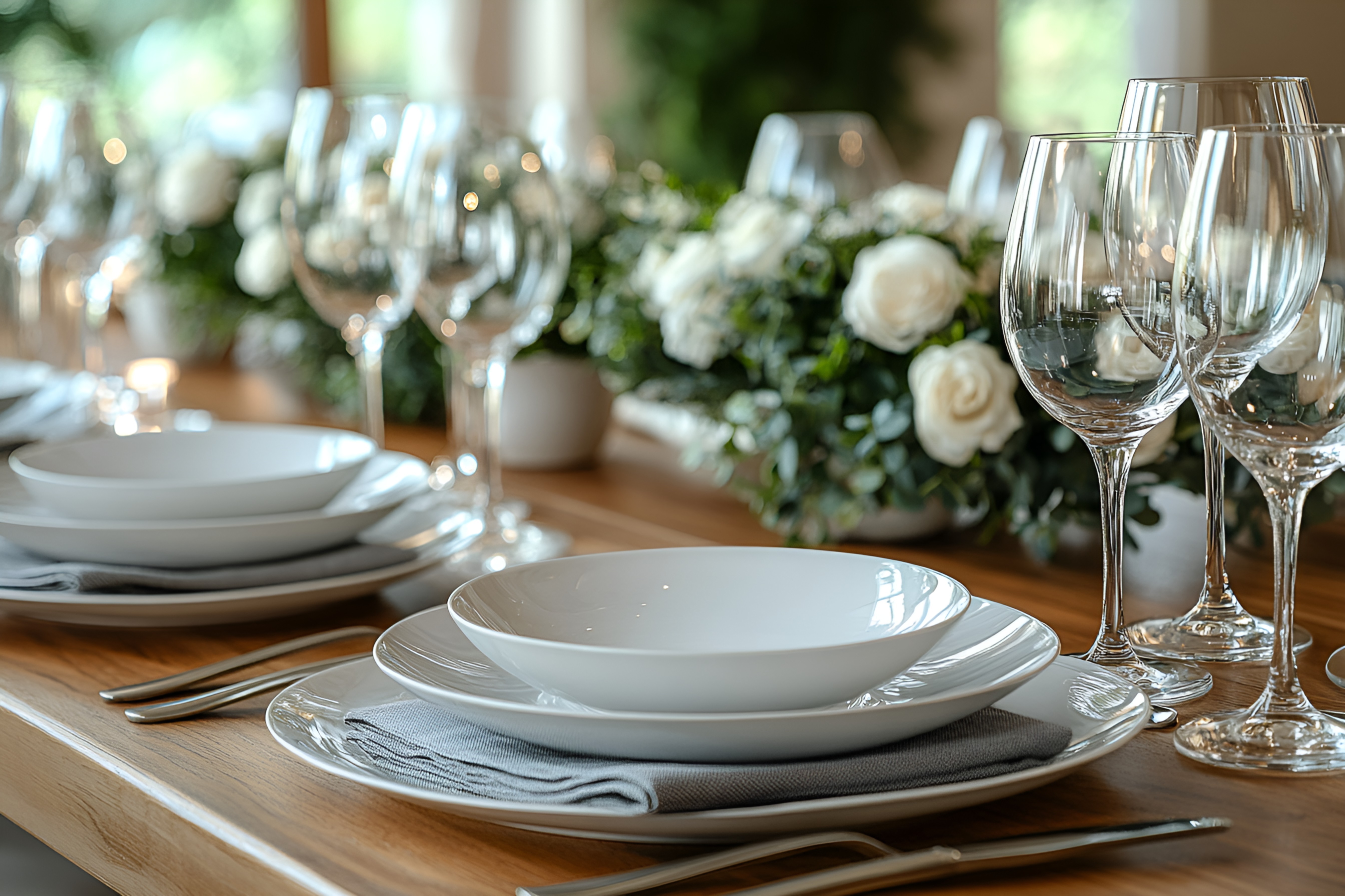 Elegant TAITANG bone china dinnerware featuring a translucent finish and delicate gold rim, perfect for high-end hotel fine dining and banquet plating.