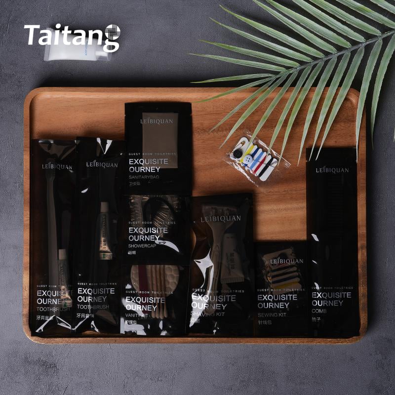 Translucent Grey Custom Hotel Amenities Kit Guest Bathroom Toiletries & Luxury Vanity Kits for Hotels & Resorts