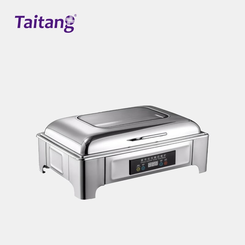Komercyjny elektryczny podgrzewacz żywności typu bufet – stal nierdzewna, talerz chafing z cyfrową kontrolą temperatury do zastosowań w hotelach i cateringach