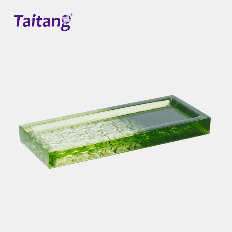 Glacier Green Translucent Resin Hotel Amenity Tray & Room Accessories Set