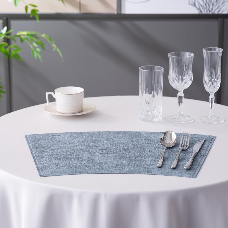 Sektorvormige Hotel Placemat met Gebuigde Blou-Grys Tafelmat vir Ronde Tafels, Hospitaal- en Kateringsbenodigdhede, Groothandel