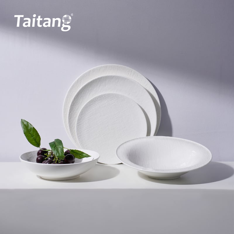 Textured Porcelain Dinnerware Collections Luxury Ceramic Dinnerware Set for 5-Star Hotels & Restaurants