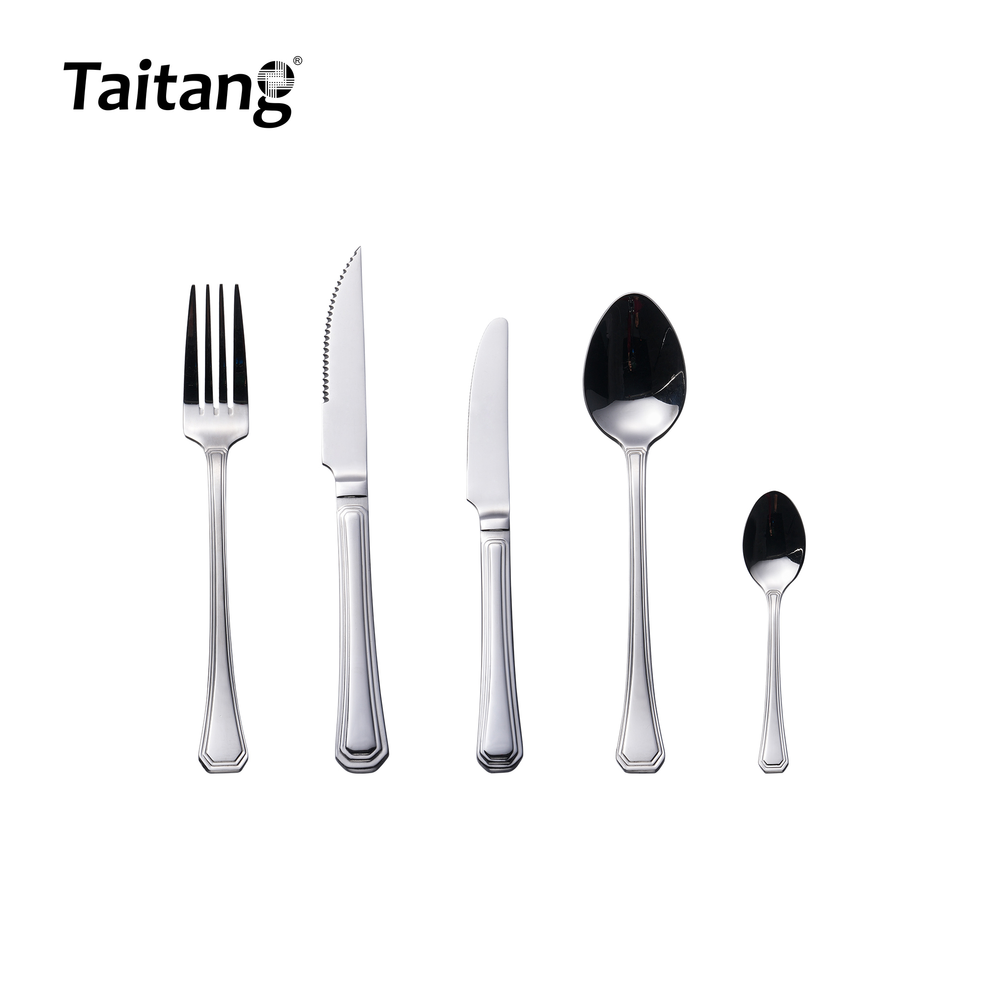 Geometric Restaurant Cutlery Set Premium Tiered-Edge Hotel Flatware Luxury Services Cutlery Steel Collection