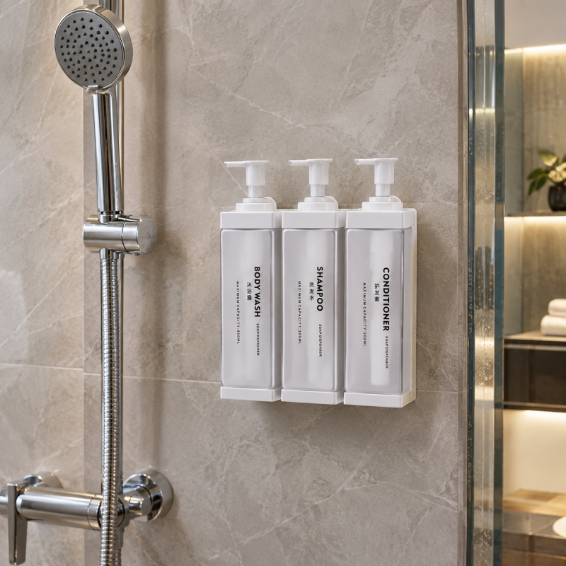 Luksueuse Doucheverspreiers, Muurgeberg, 500 ml, Kommerciële Shampoodose vir Premiehotelbadkamers