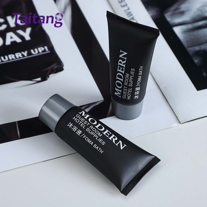 Taitang Modern Matte Black Luxury Hotel Amenities Set Premium Bulk Hotel Bathroom Supplies
