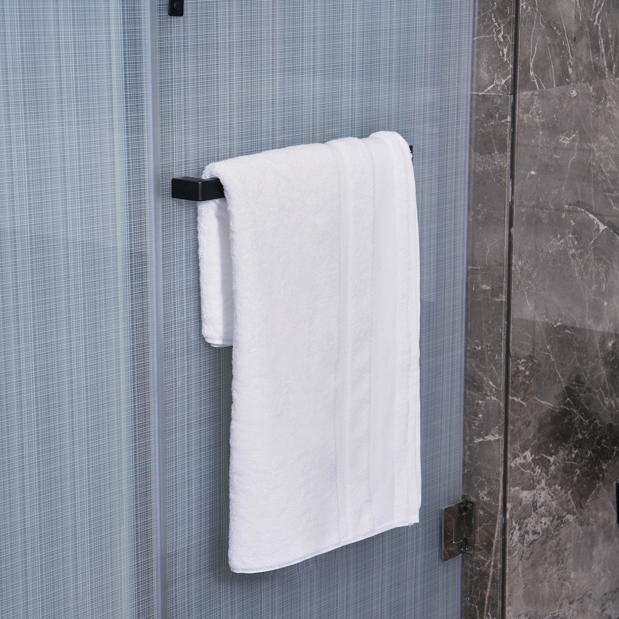 Bộ khăn tắm khách sạn cao cấp 16S dạng xoắn ốc bằng cotton, có viền chéo satin màu bạch kim
