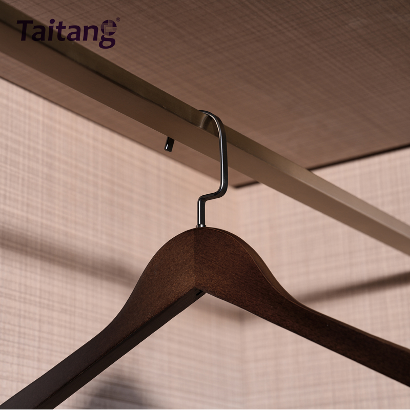 Black Beech Wood Hotel Hangers Heavy-Duty Suit & Trouser Hangers with Non-Slip Clips