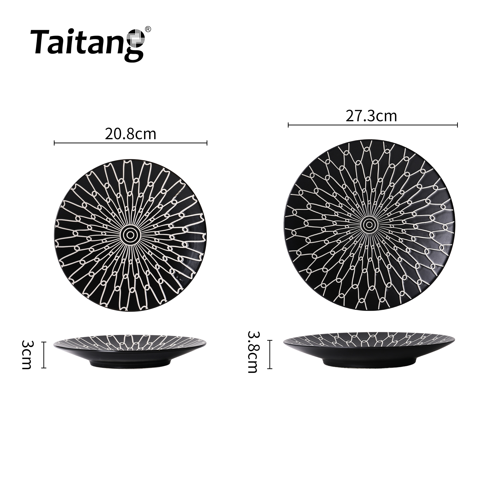 Geometric Pattern Porcelain Dinnerware Collections Commercial Footed Plate Set for Luxury Hotels & Restaurants