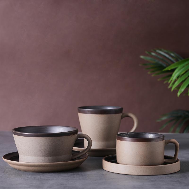 Pottery Spiraal Geglaseerde Keramiese Koffiekoppie- en Skottelstel, Geglaseerde Etenswarestel vir Luukse Hotels, Resorte en Kafés