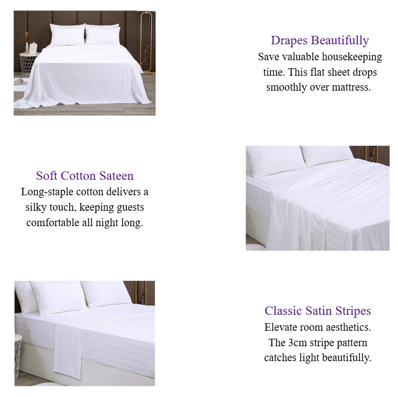 Cotton 3cm Stripe Flat Hotel Bed Sheets Custom Luxury Hotel Bed Linen Wholesale.png