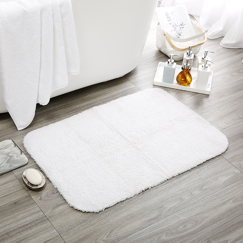 High Quality Hotel Bath Mat Wholesale White Plush Hotel Style Bath Mat for 5-Star Hotel Collection Luxury Bathroom Mats