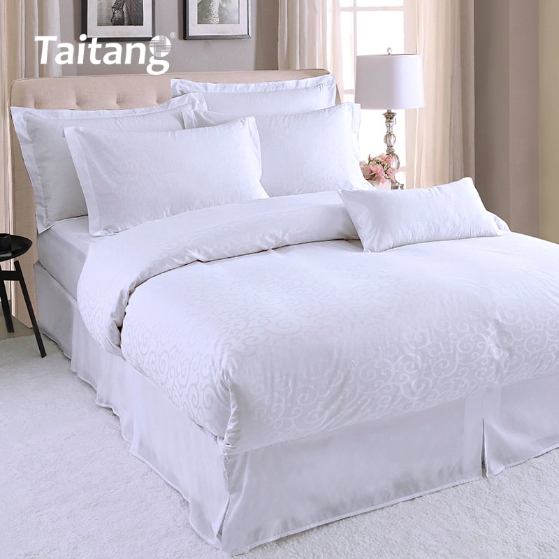 Luxury Hotel Bedding Sets 300T Scroll Jacquard Hotel Style Bedding Cotton Sateen Hotel Bed Linen
