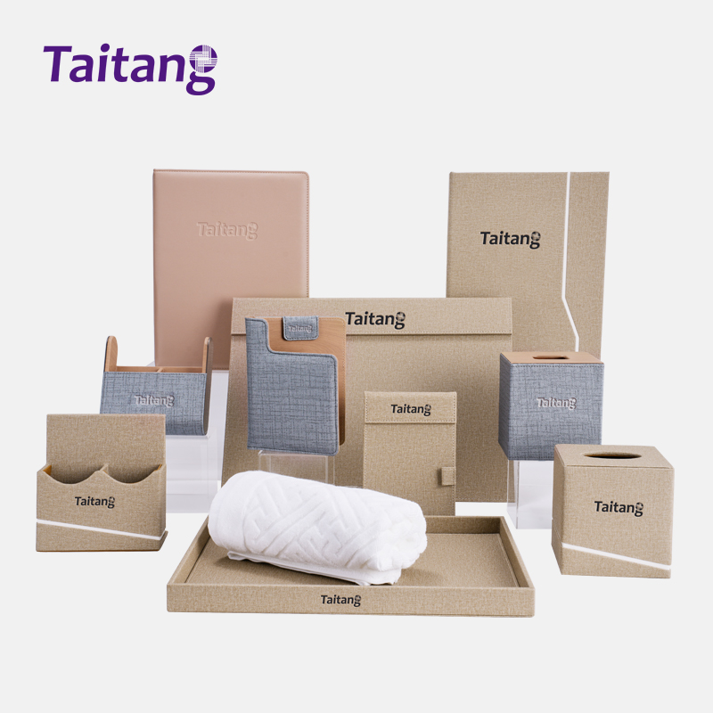 Modern Faux Leather Hotel Room Accessories Set Luxury Amenity Tray & Hospitality Organizer for Stars Hotels