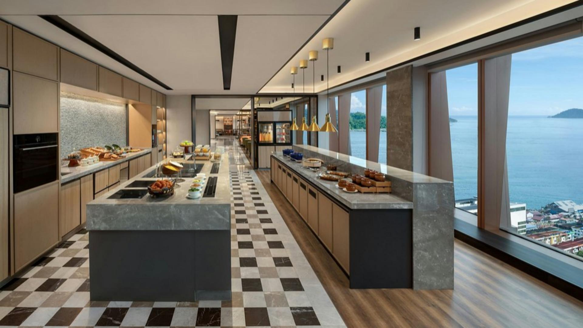 Taitang commercial buffetware and custom restaurant supplies for luxury oceanfront Sheraton hotel dining area.jpg