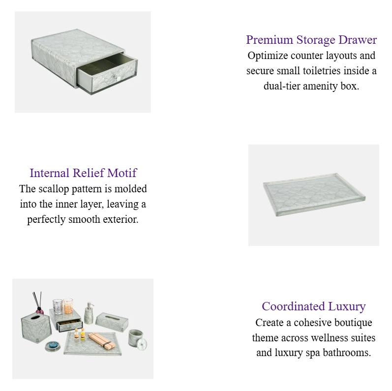 Pearl Green Eco-Resin Hotel Amenity Tray & Scallop Motif Vanity Accessories.png