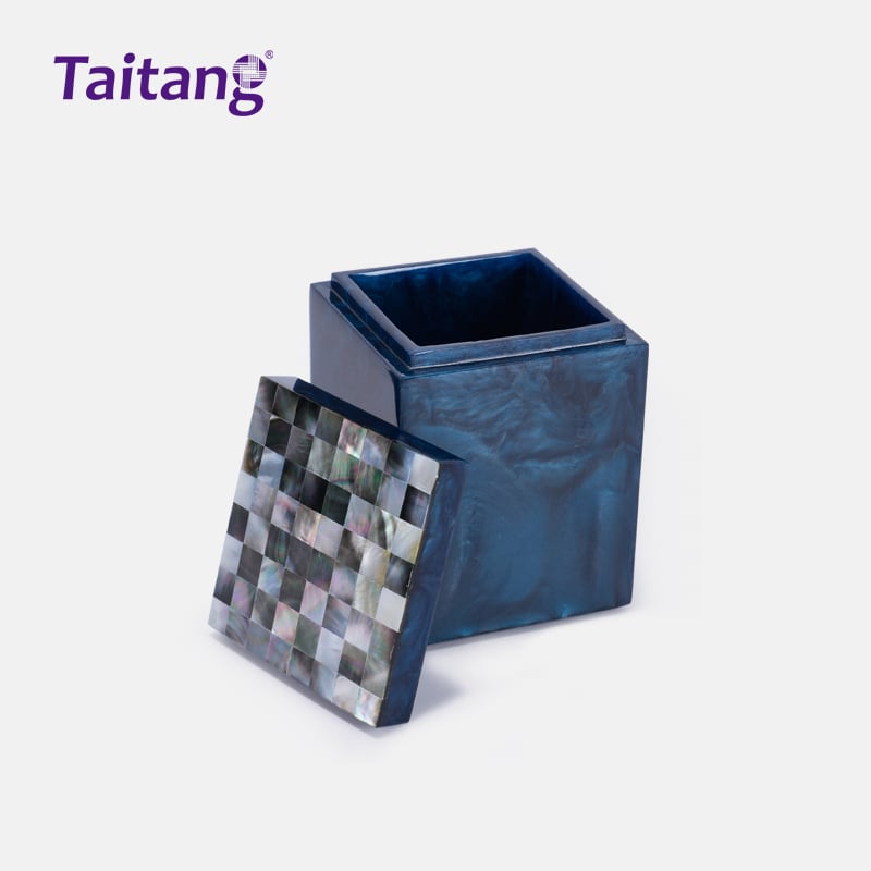 Eco-Resin Hotel Trays and Bathroom Accessories Set Ocean Pearl Room Service Tray for Boutique Hotels