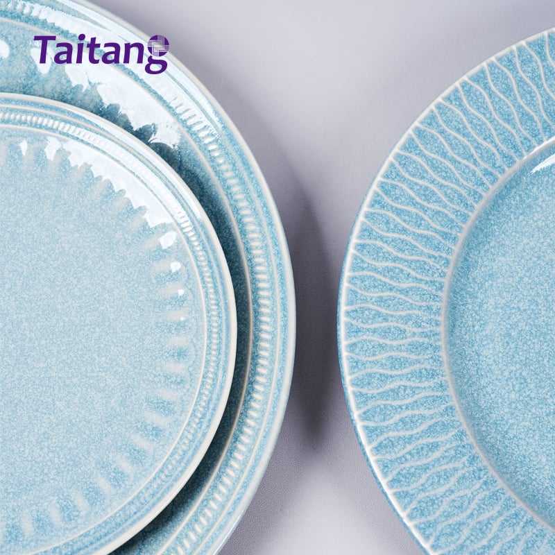 Reactive Glaze Flower Basket Porcelain Dinnerware Set Ceramic Bowls & Serving Platters Wholesale for Luxury Dining