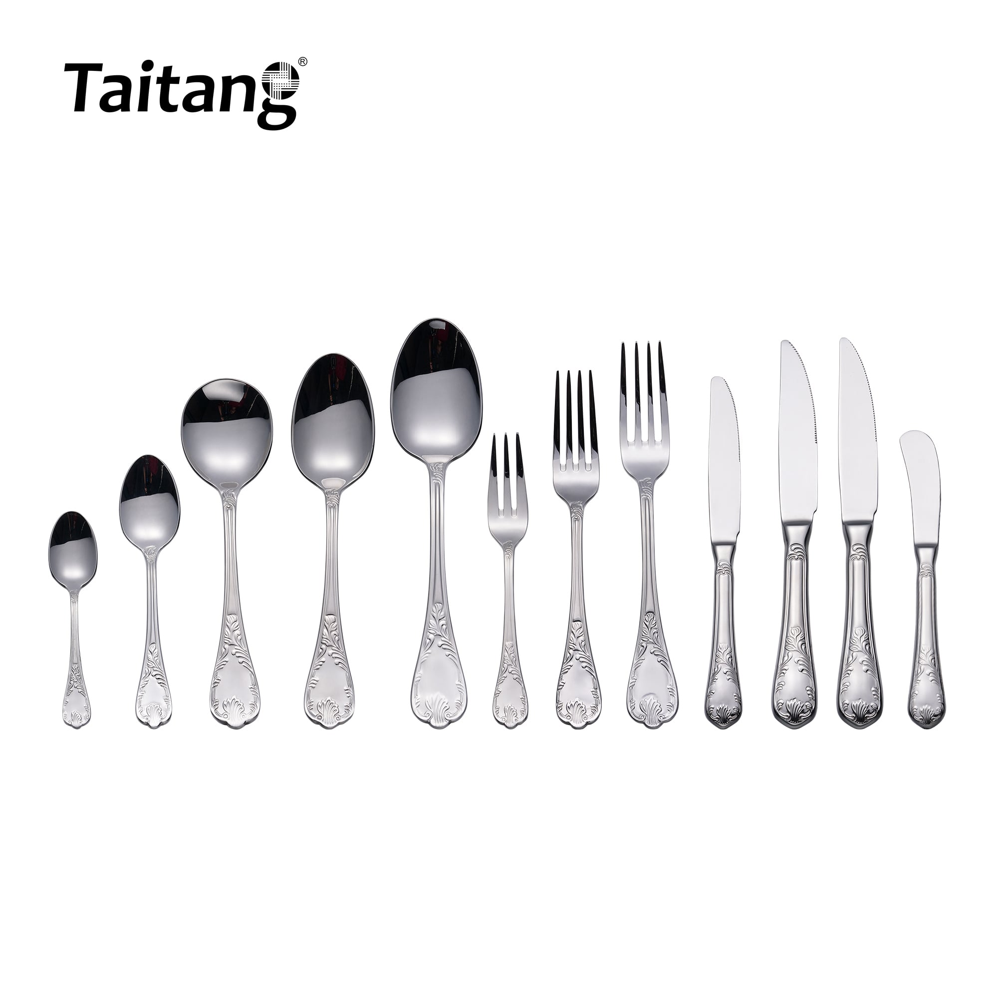 Royal Baroque Embossed Restaurant Cutlery Set 304 & 420 Steel Luxury Cutlery Set & Regal Table Accessories