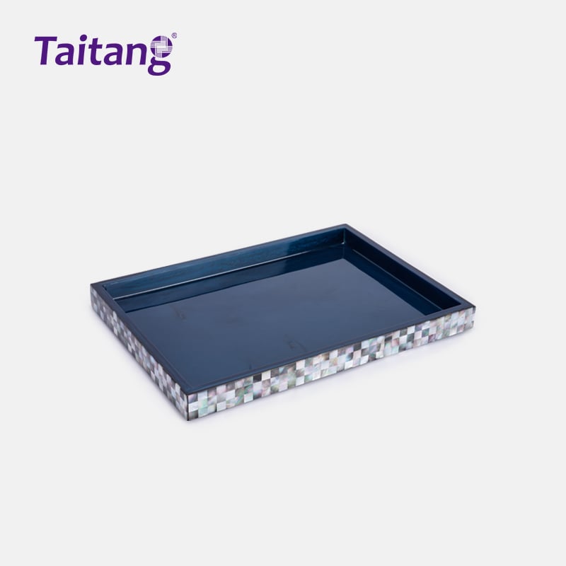 Eco-Resin Hotel Trays and Bathroom Accessories Set Ocean Pearl Room Service Tray for Boutique Hotels