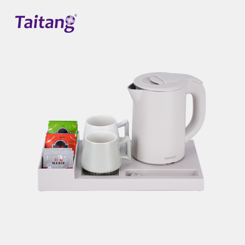 Modern Khaki Beverage Station with Kettle and Tray - Smart Hotel Solution for Boutique Hospitality.jpg