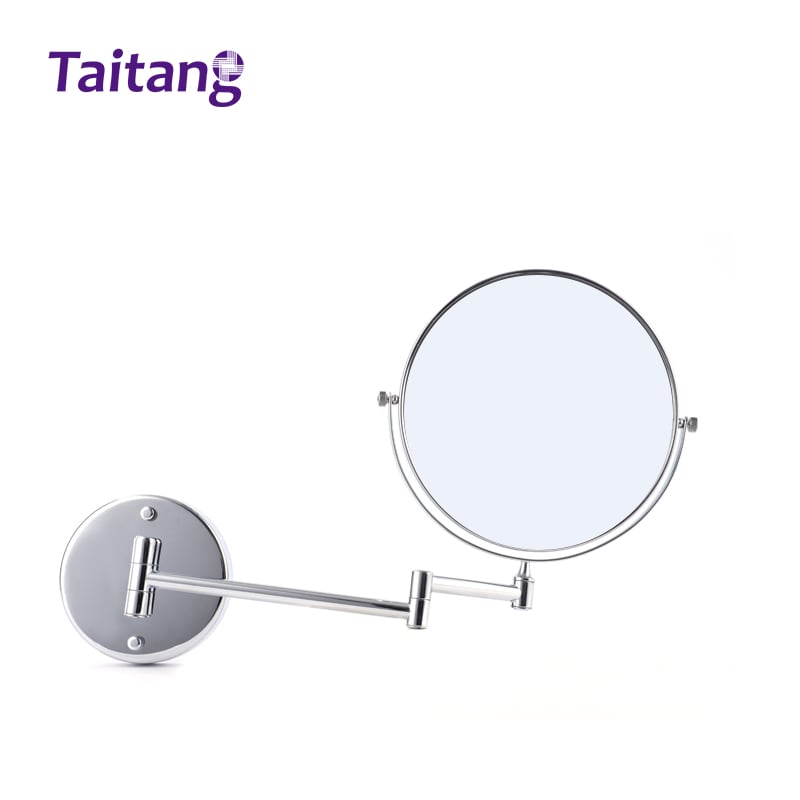 8-Inch Wall Mounted Hotel Magnifying Mirror 3X Magnification Stainless Steel Extension Arm Makeup Mirror