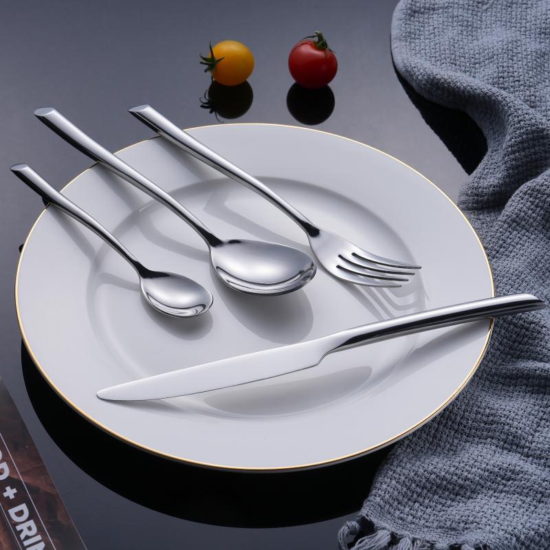 Geometric Bevel-Cut Restaurant Cutlery Set Premium Modern Steel Flatware for Luxury Boutique Hospitality Sourcing