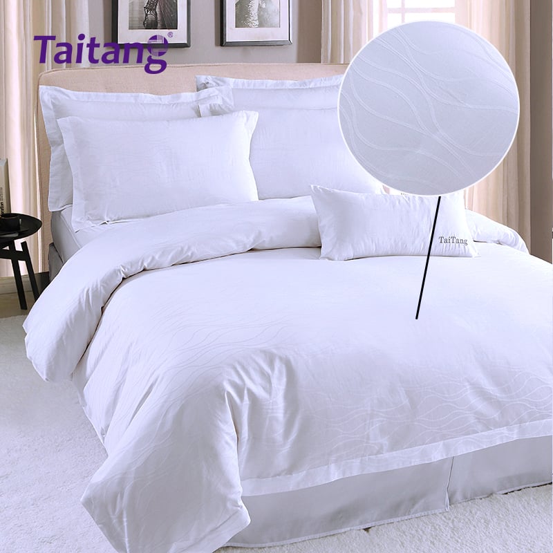 300T Cotton Sateen Water Ripple Jacquard Hotel Suite Bedding Hotel Bed Sheets & Luxury Hotel Duvet Cover